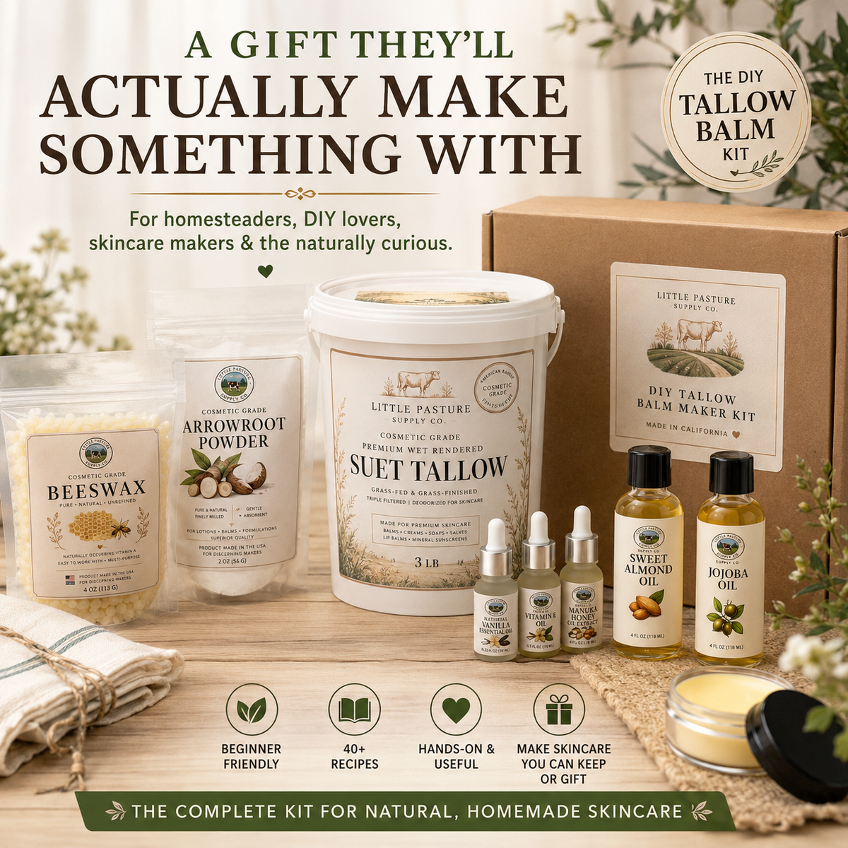 DIY Tallow Skincare Recipe Book ONLY - 20 Recipes Included - Balms, Butters, Lip Balms & More (Copy)