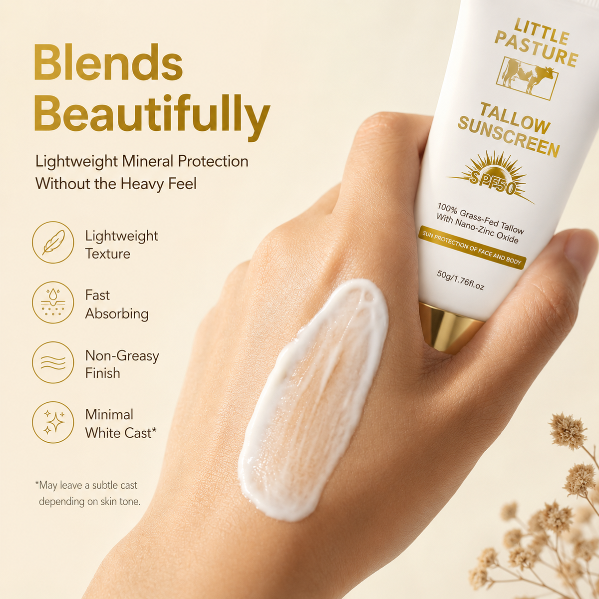 #1 Rated Reef-Safe Tallow & Non-Nano Zinc Oxide Mineral Sunscreen SPF 50, Water Resistant 80 Min