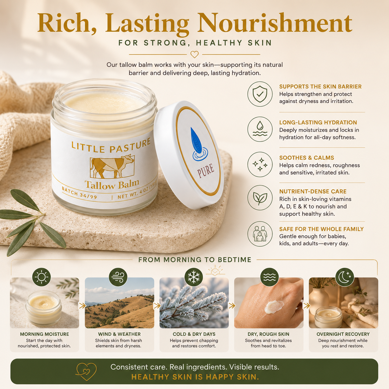Honey Vanilla Tallow Balm Moisturizer