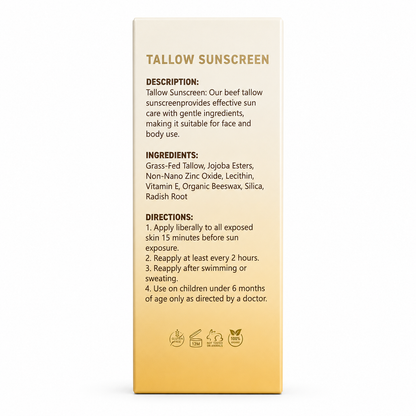 #1 Rated Reef-Safe Tallow & Non-Nano Zinc Oxide Mineral Sunscreen SPF 50, Water Resistant 80 Min