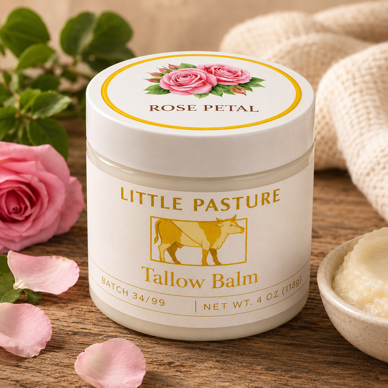 Rose Petal Tallow Balm Moisturizer