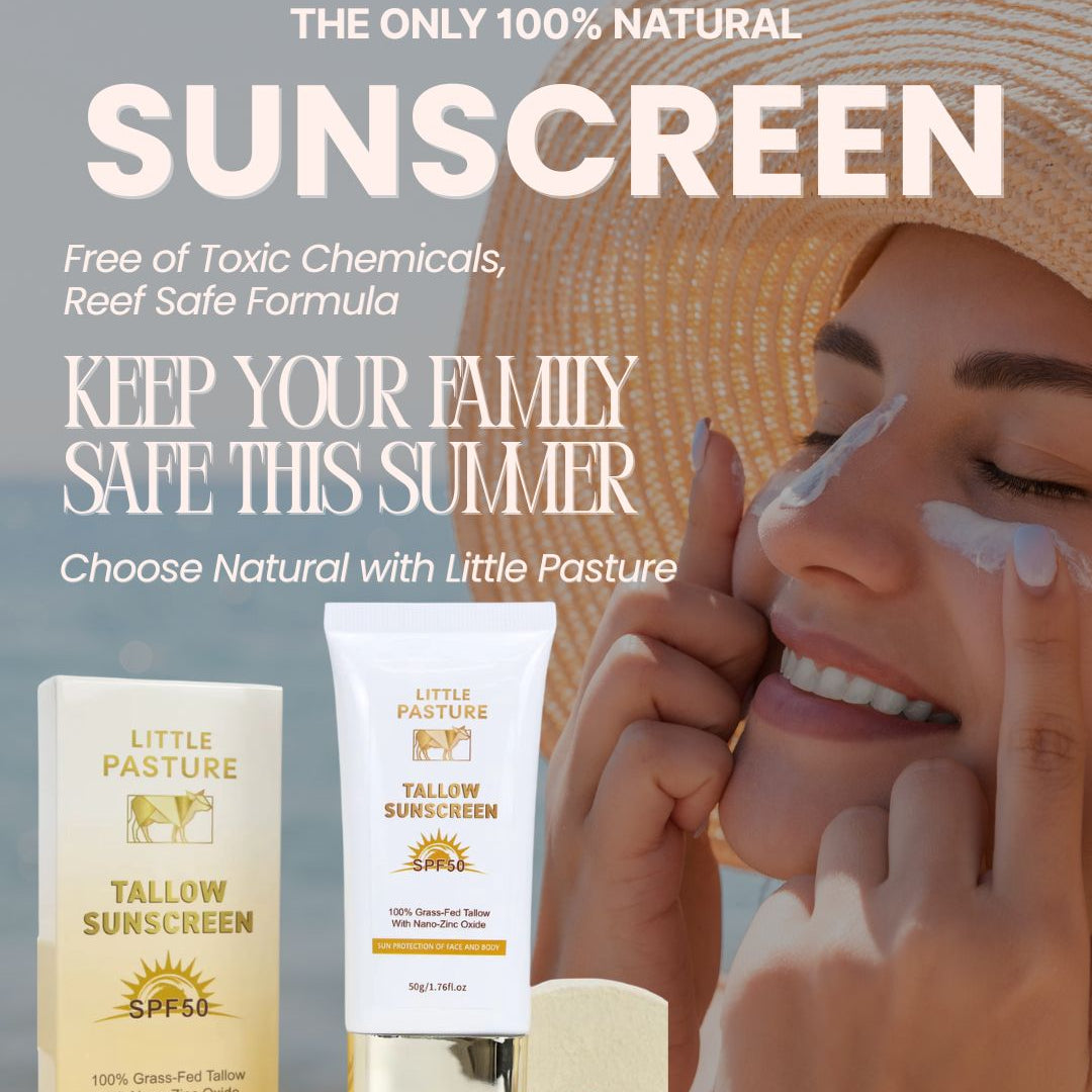 Reef-Safe Sunscreen SPF 50, Natural Tallow & Zinc Oxide, Water Resistant 80 Min